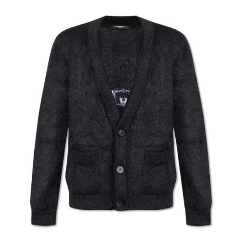 Cardigan met logo Balmain , Black , Heren