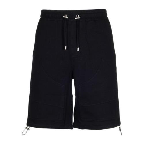 Zwarte Katoenen Shorts met Elastische Taille Balmain , Black , Heren