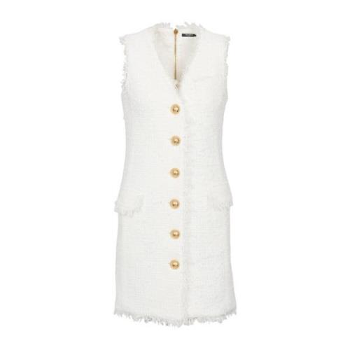 Sleeveless tweed dress Balmain , White , Dames