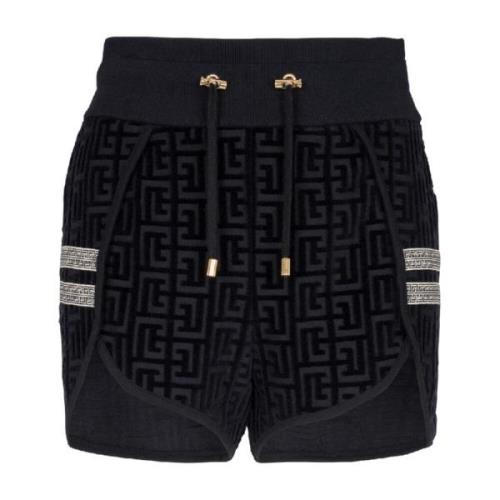 Monogram fluwelen shorts Balmain , Black , Dames