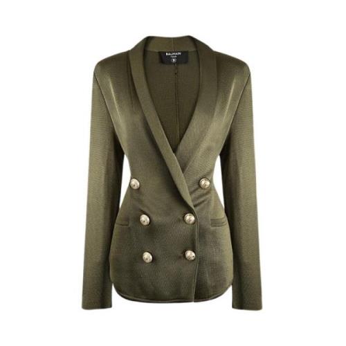 Gestructureerde Viscose Vest Balmain , Green , Dames