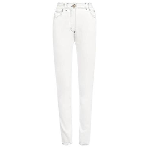 Hoge taille dames jeans met monogram B Balmain , White , Heren