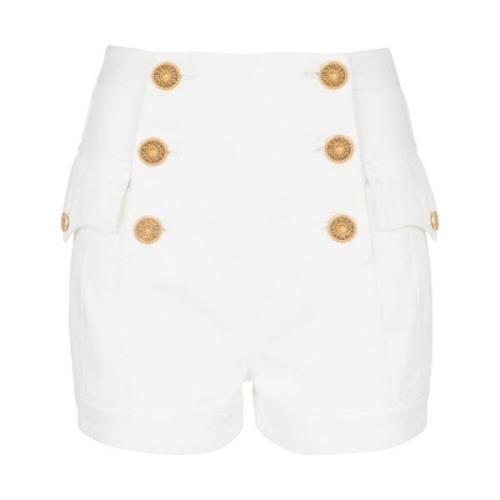Denim shorts met 6 knopen Balmain , White , Dames