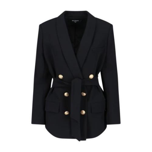 Zwarte Single-Breasted Blazer Balmain , Black , Dames