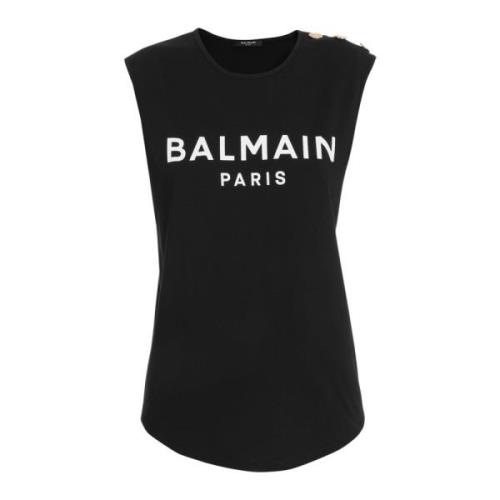 Sleeveless Tops Balmain , Black , Dames