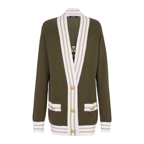 Cashmere Cardigan met logo Balmain , Green , Dames