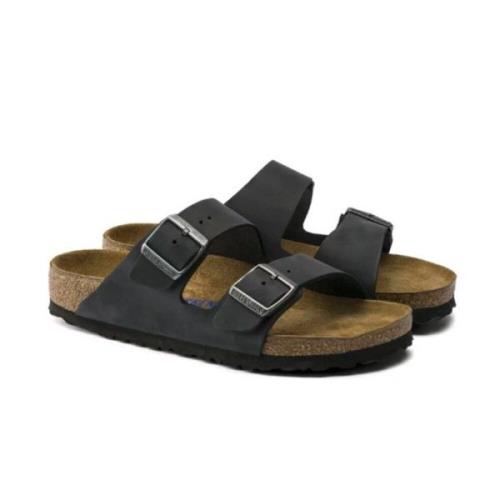 Zwarte Arizona Twee-Band Sandalen Birkenstock , Black , Dames