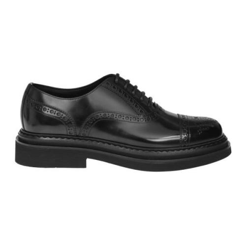 Premium Zwart Leren Oxford Veterschoenen Dolce & Gabbana , Black , Her...