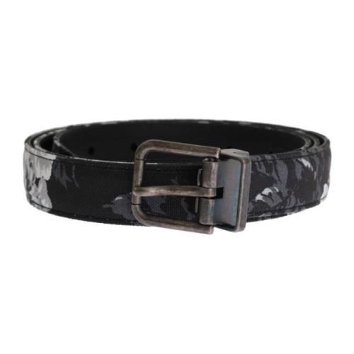 Zwart Cayman Linnen Leren Riem Dolce & Gabbana , Black , Heren