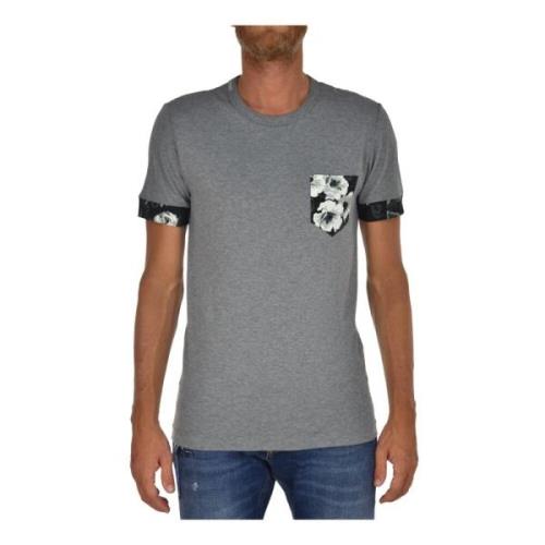 Grijze Heren T-shirt van Katoen met Bloemenzak Dolce & Gabbana , Gray ...