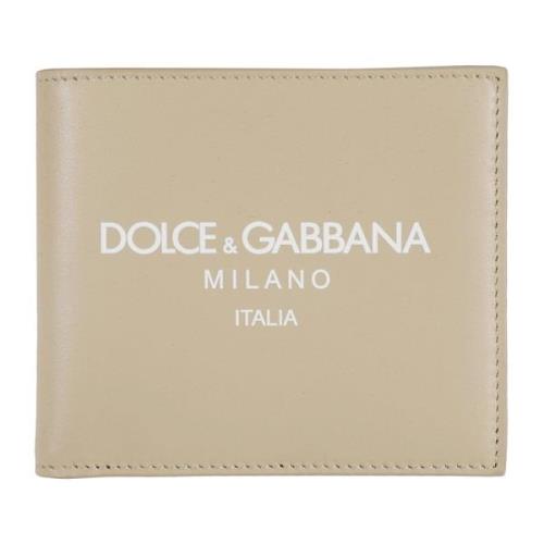 Luxe Leren Portemonnee voor Heren Dolce & Gabbana , Beige , Heren