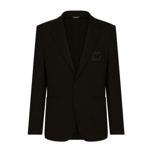 Luxe Zwart Jack met Geborduurd Logo Dolce & Gabbana , Black , Heren