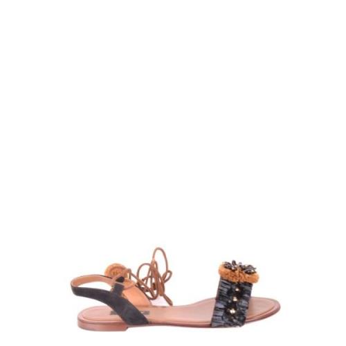 Multicolor Platte Sandalen voor de Zomer Dolce & Gabbana , Black , Dam...