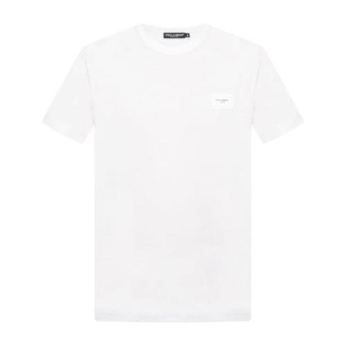 Logo Plaque T-Shirt - Luxe Stijl Dolce & Gabbana , White , Heren