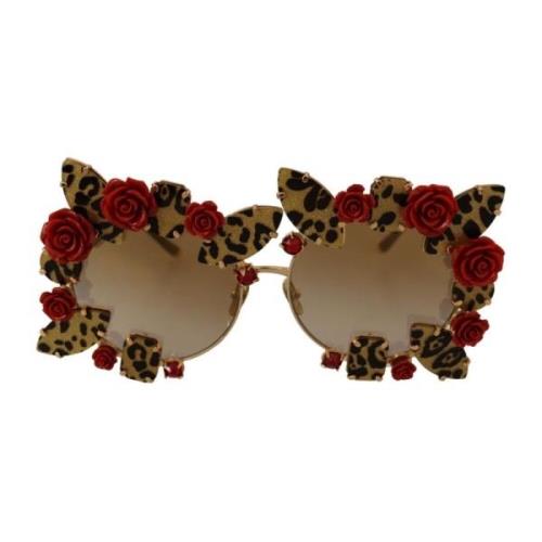 Gouden Metalen Frame Rozen Zonnebril Dolce & Gabbana , Yellow , Dames