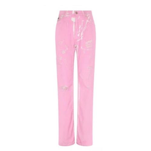 Roze Distressed-Detail Denim Jeans Dolce & Gabbana , Pink , Dames