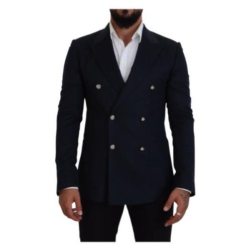 Blauwe Dubbelrijige Formele Jas Blazer Dolce & Gabbana , Blue , Heren