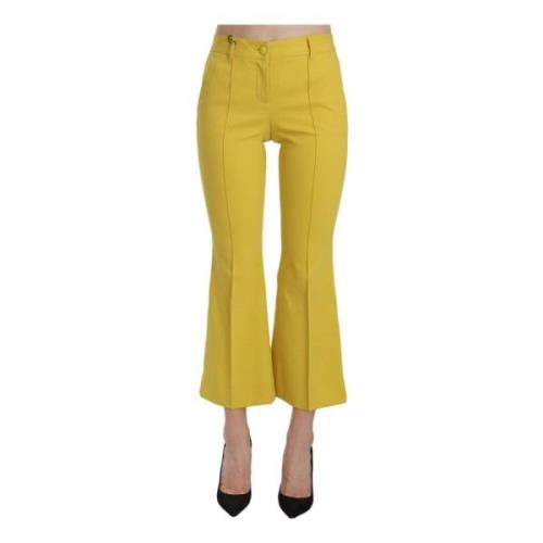 Gele Flared Bootcut Capri Broek Dolce & Gabbana , Yellow , Dames