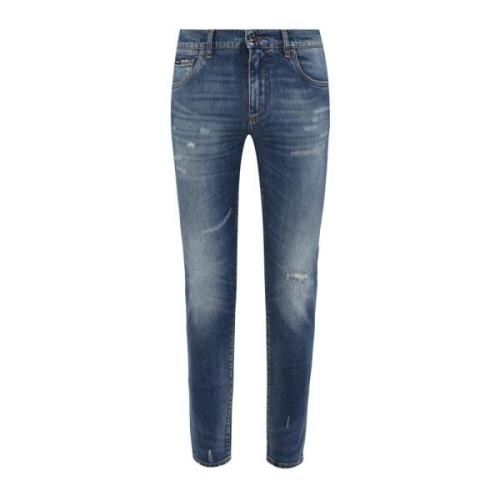 Katoenen Denim Skinny Jeans Dolce & Gabbana , Blue , Heren