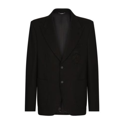 Stijlvolle Logo-Patch Blazer Dolce & Gabbana , Black , Heren