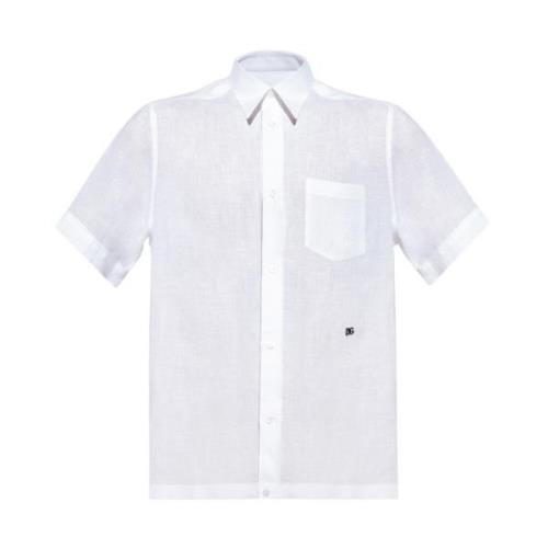 Witte Linnen Knopen Shirt met Zijsplitten Dolce & Gabbana , White , He...