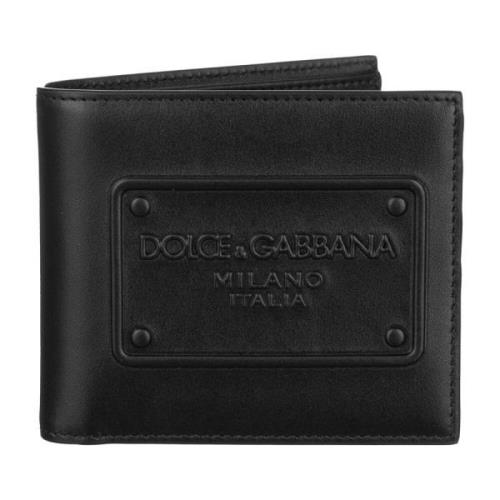 Heren Leren Portemonnee/Kaarthouder Dolce & Gabbana , Black , Heren