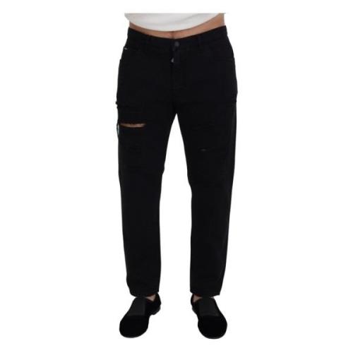 Authentieke Zwarte Slim-Fit Jeans Dolce & Gabbana , Black , Heren