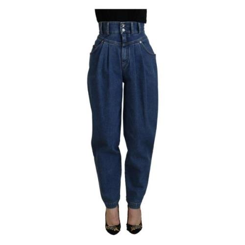 Blauwe high waist denim katoenen stretch jeans Dolce & Gabbana , Blue ...