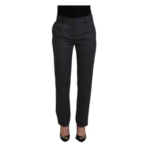 Grijze Gestreepte Wol Tapered Damesbroek Dolce & Gabbana , Gray , Dame...