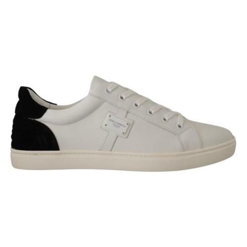 Ambachtelijke Leren Sneakers Dolce & Gabbana , White , Heren