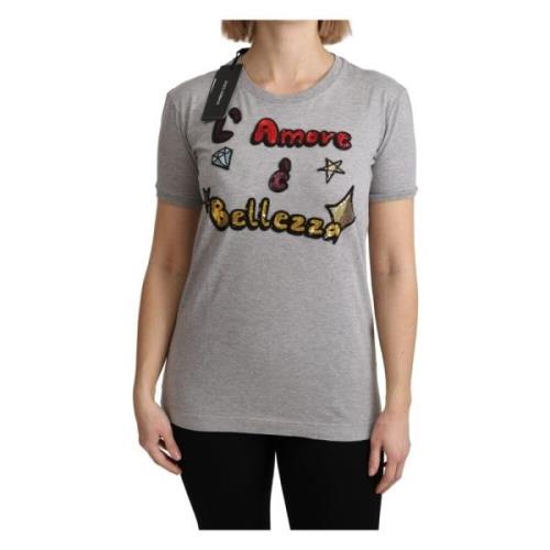 Grijze Amore e Bellezza Top T-shirt Dolce & Gabbana , Gray , Dames