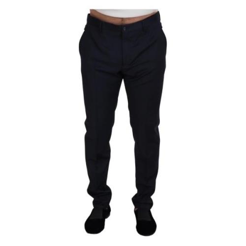 Blauwe Wol Chino Formele Broek Dolce & Gabbana , Blue , Heren