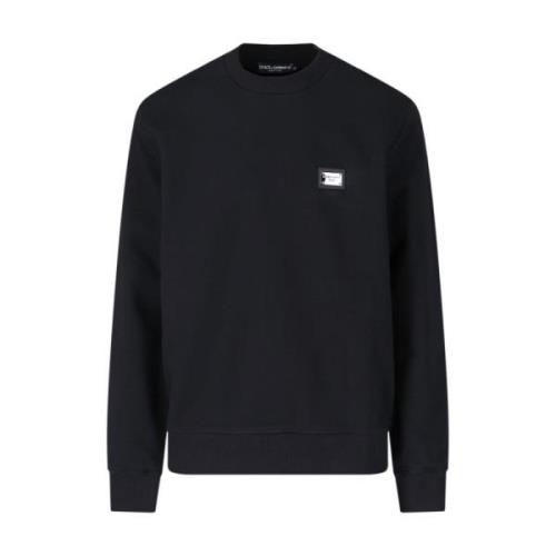 Zwarte Logo Crewneck Sweaters Dolce & Gabbana , Black , Heren