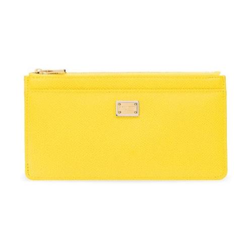 Leren portemonnee met logo Dolce & Gabbana , Yellow , Dames