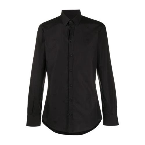 Zwarte DG Logo Print Overhemd Dolce & Gabbana , Black , Heren