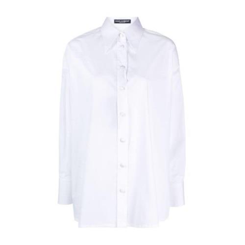 Witte Stretch-Katoenen Overhemd met Puntige Kraag Dolce & Gabbana , Wh...