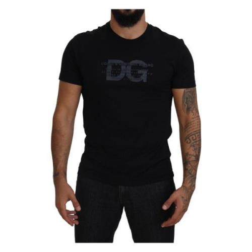 Zwart Logo Crew Neck Korte Mouwen T-shirt Dolce & Gabbana , Black , He...
