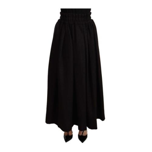 Zwarte Wol Hoge Taille Maxi Rok Dolce & Gabbana , Black , Dames