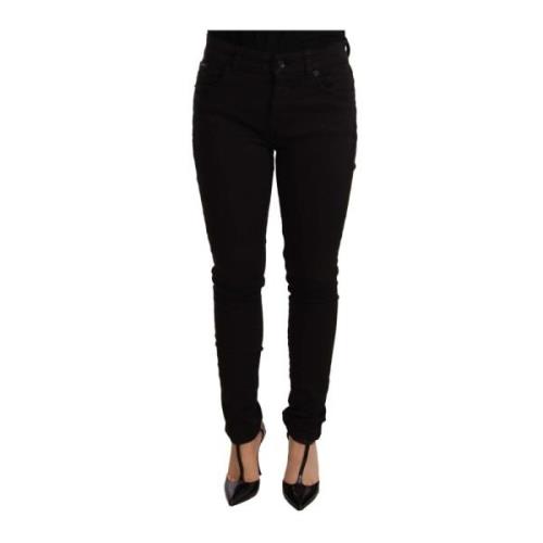 Zwarte Slim Fit Denim Stretch Jeans Dolce & Gabbana , Black , Dames