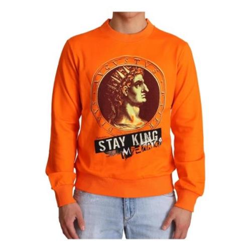 Oranje King Ceasar Katoenen Trui Dolce & Gabbana , Orange , Heren