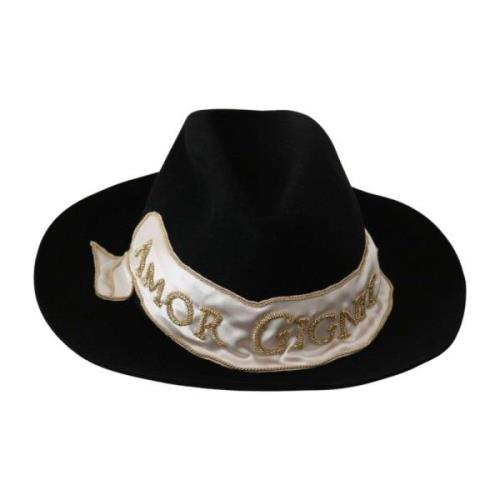 Zwarte Panama-hoed met brede rand Dolce & Gabbana , Black , Heren