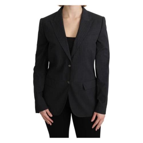 Gestreepte Grijze Blazer met Knopen Dolce & Gabbana , Gray , Dames