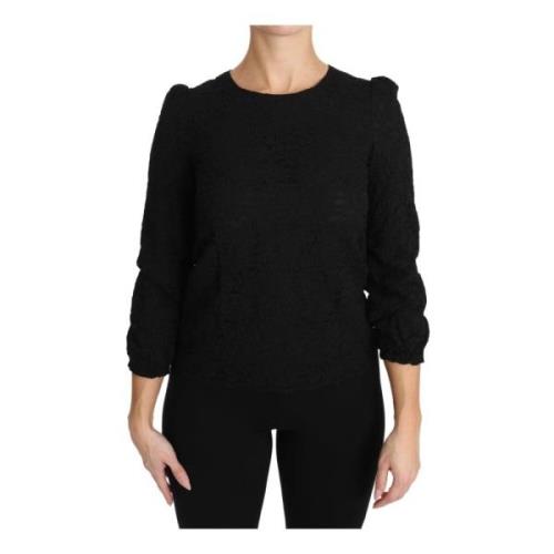 Bloemenkant Ritssluiting Top Blouse Dolce & Gabbana , Black , Dames