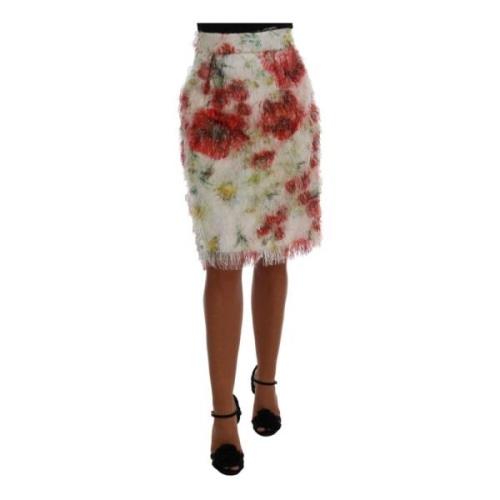 Bloemenpotloodrok met hoge taille en logodetails Dolce & Gabbana , Mul...