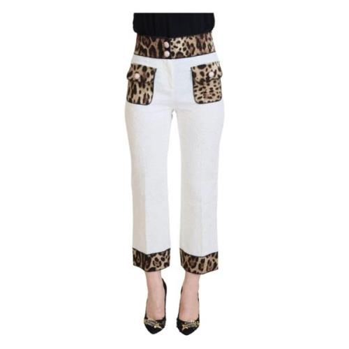 Witte broek met hoge taille en luipaardprint Dolce & Gabbana , White ,...
