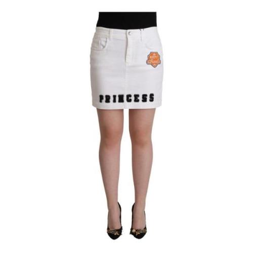 Witte Princess Embellish Mini Denim Rok Dolce & Gabbana , White , Dame...