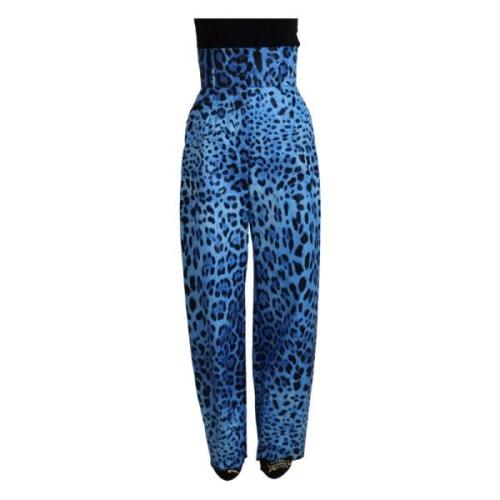 Luipaardprint Hoge Taille Broek Dolce & Gabbana , Blue , Dames