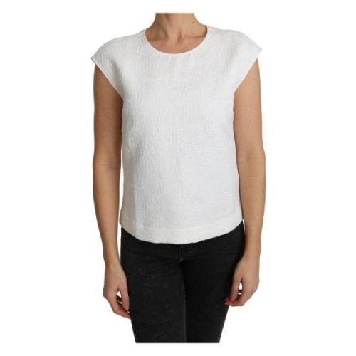 Luxe Witte Blouse met Logo Details Dolce & Gabbana , White , Dames