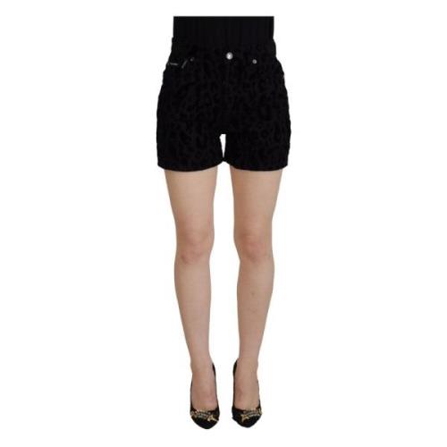 Zwarte Denim Katoenen Stretch Hot Pants Shorts Dolce & Gabbana , Black...