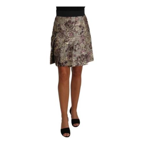 Bloemen A-Lijn Rok Dolce & Gabbana , Gray , Dames